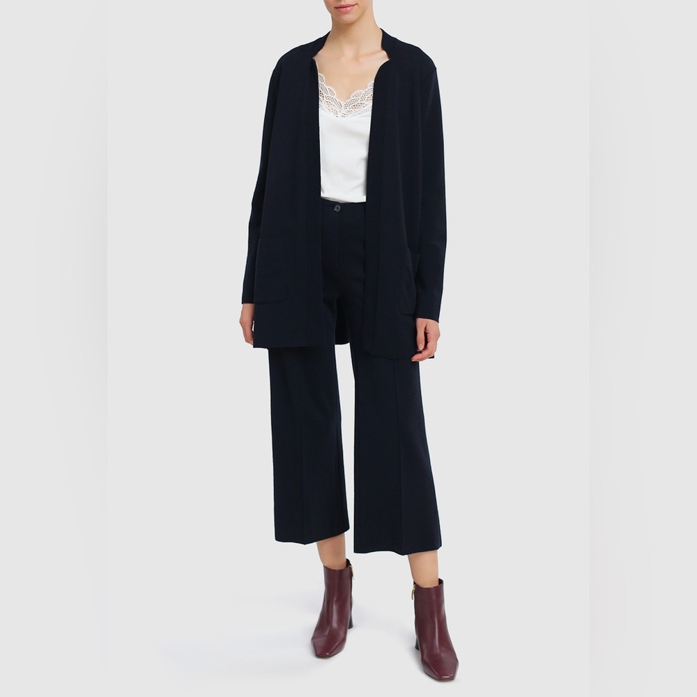 MARC CAIN Collections 100% Virgin Wool Long Cardigan Jacket N2 Minimalist Luxury